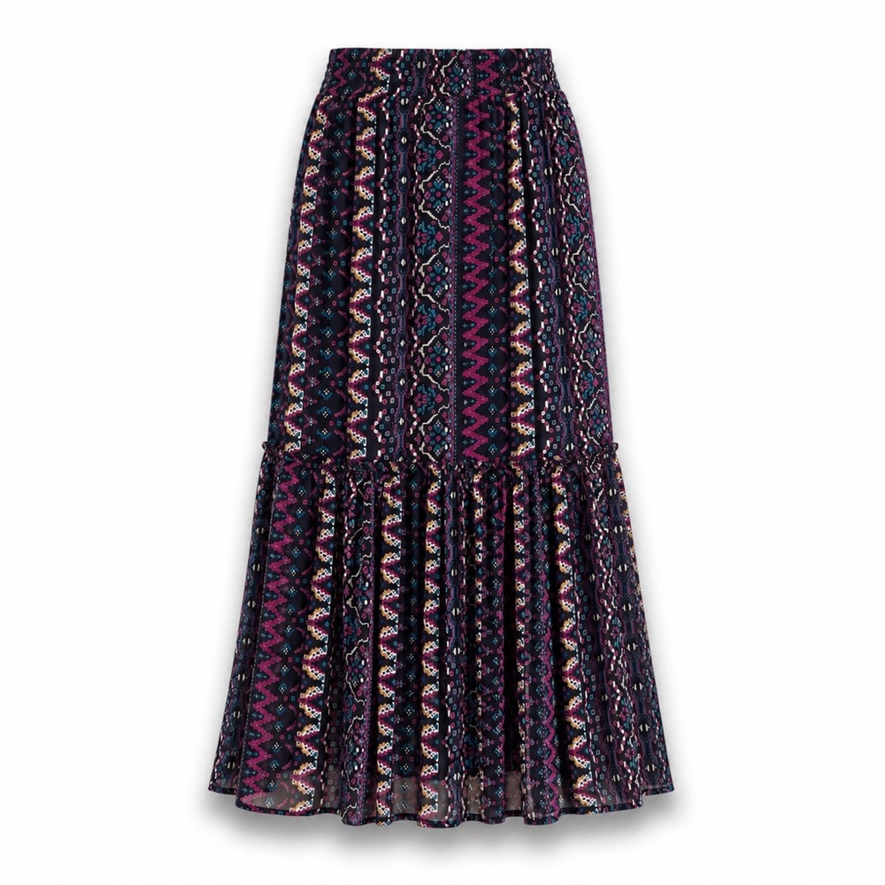 NWT Knox Rose Pleated Maxi Skirt XS High Rise Tiered Boho Western Cowgirl XS